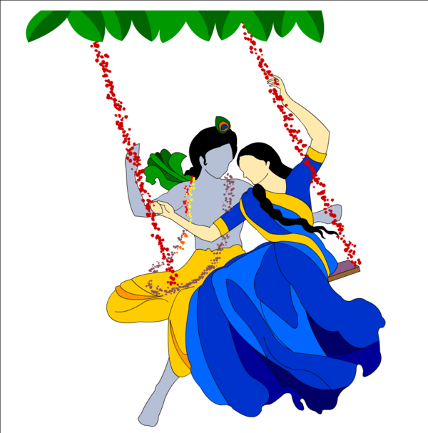 Radha Krishna Swing Idyllic Love PNG