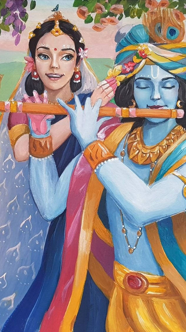 Radha-krishna Tegning Wallpaper