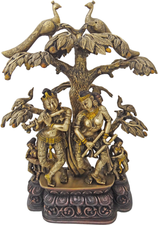 Radha Krishna Under Love Tree Statue PNG