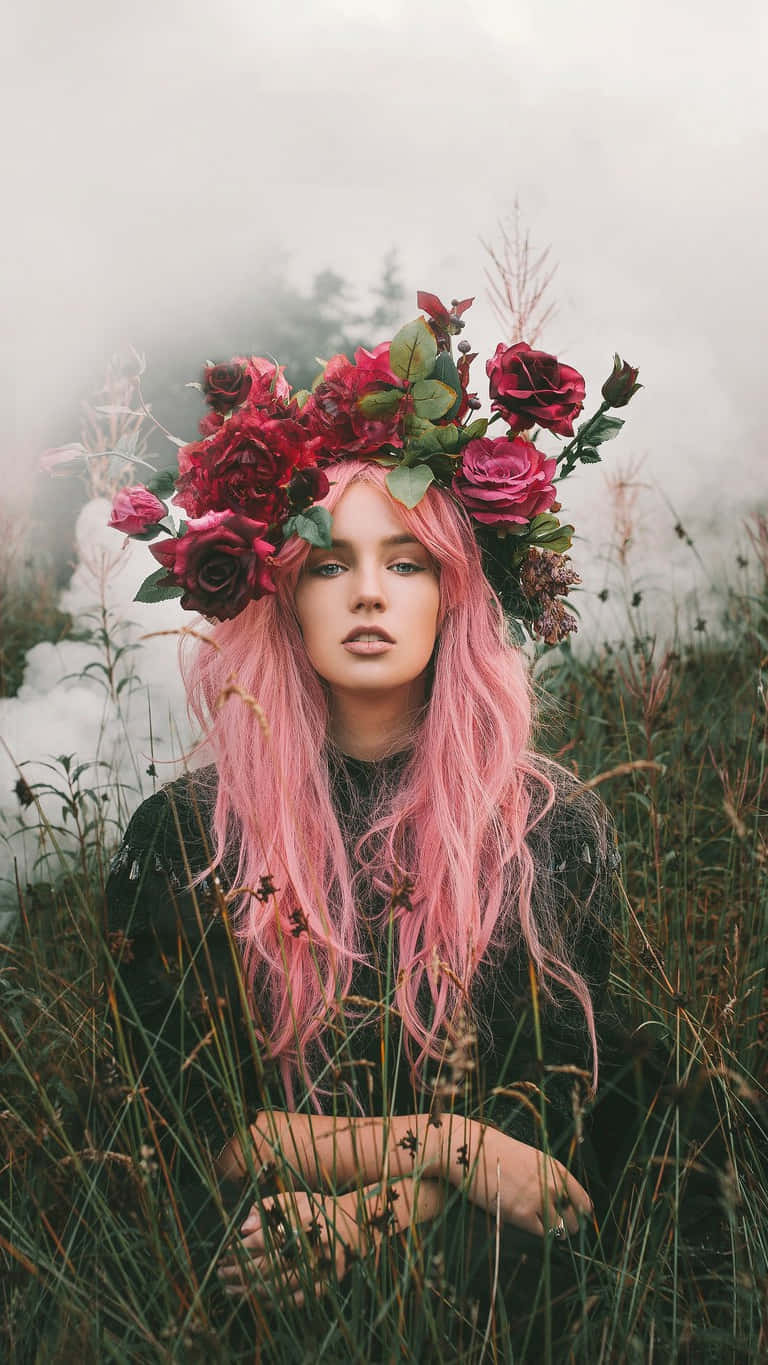 "radiance In Bloom - A Gorgeous Pink Flower Crown" Wallpaper