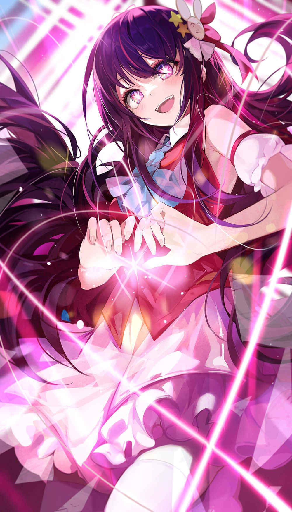Radiant Anime Girl Sparkling Background Wallpaper