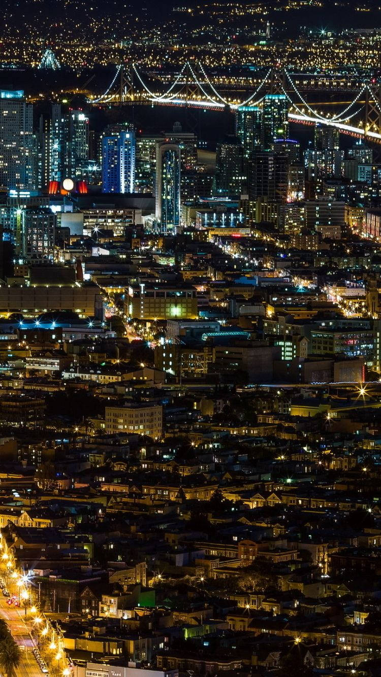 Radiant City Night San Francisco Iphone Wallpaper