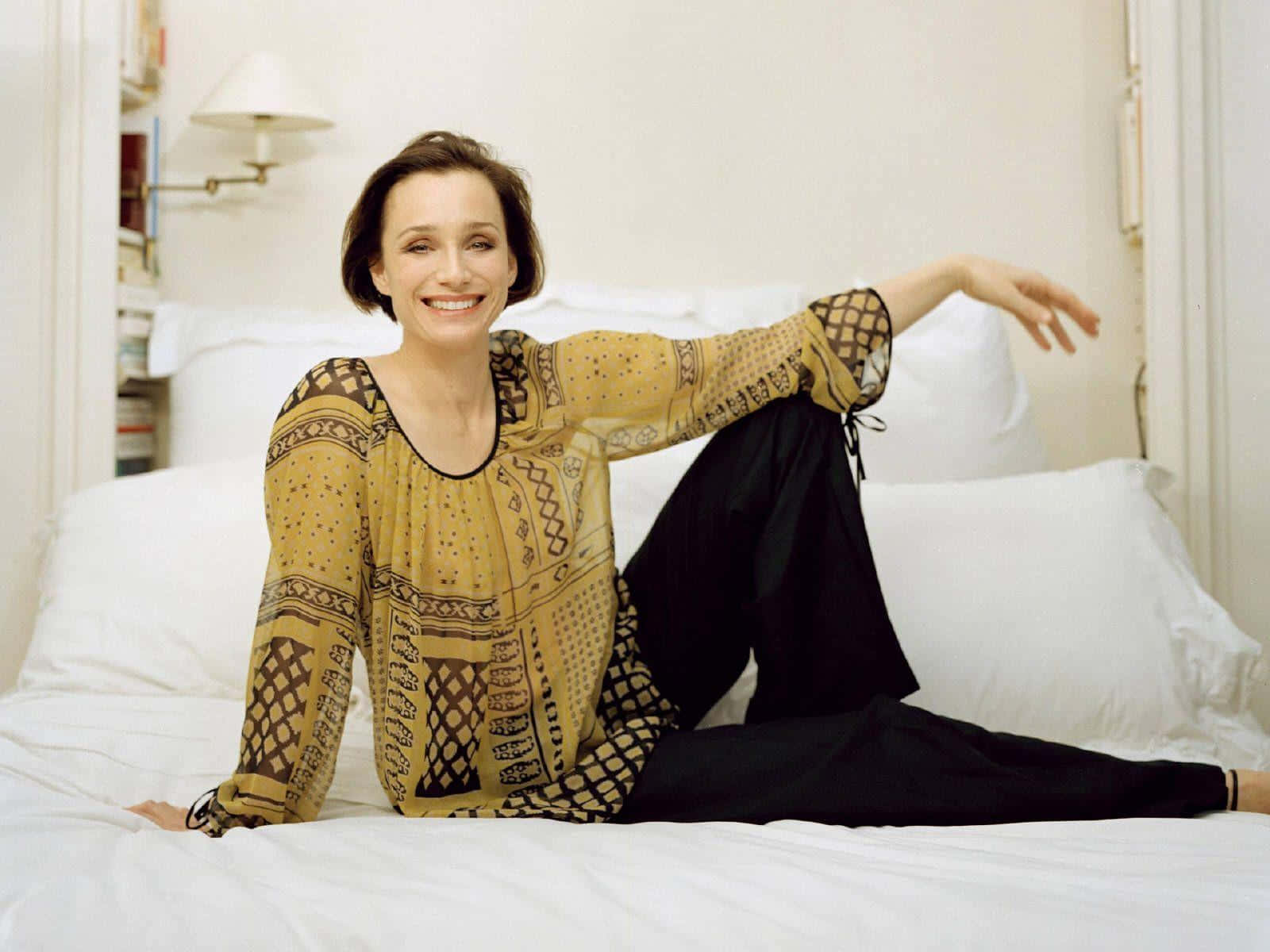 Radiant Kristin Scott Thomas In A Glamorous Shoot Wallpaper