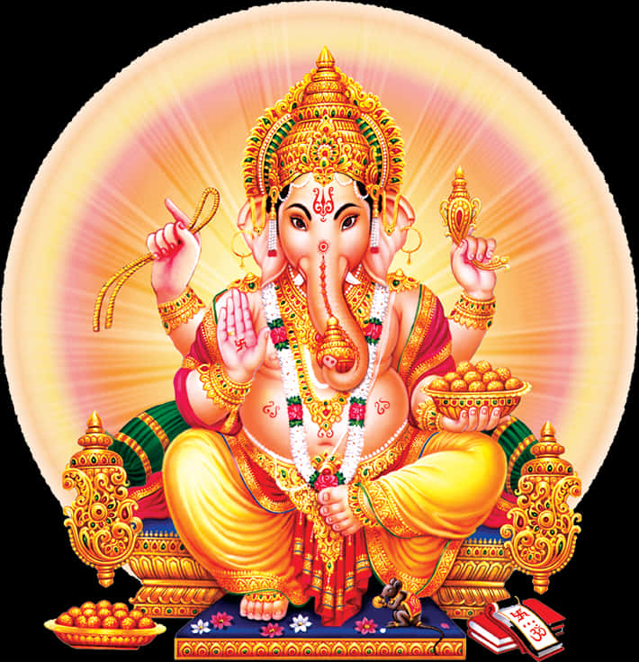 Radiant Lord Ganesh Artwork PNG