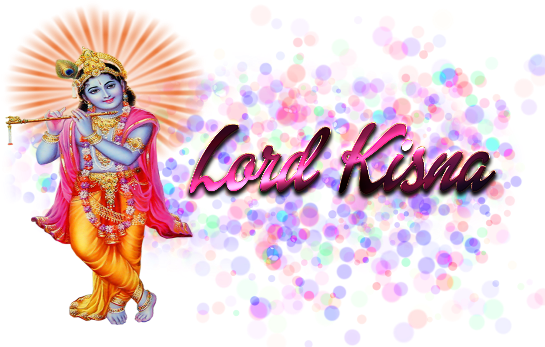 Radiant Lord Krishna Flute Graphic PNG