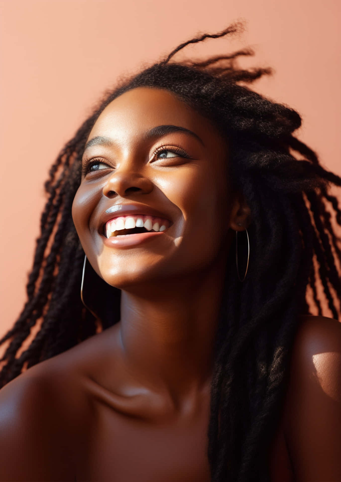 Radiant Smile Ebony Woman Wallpaper