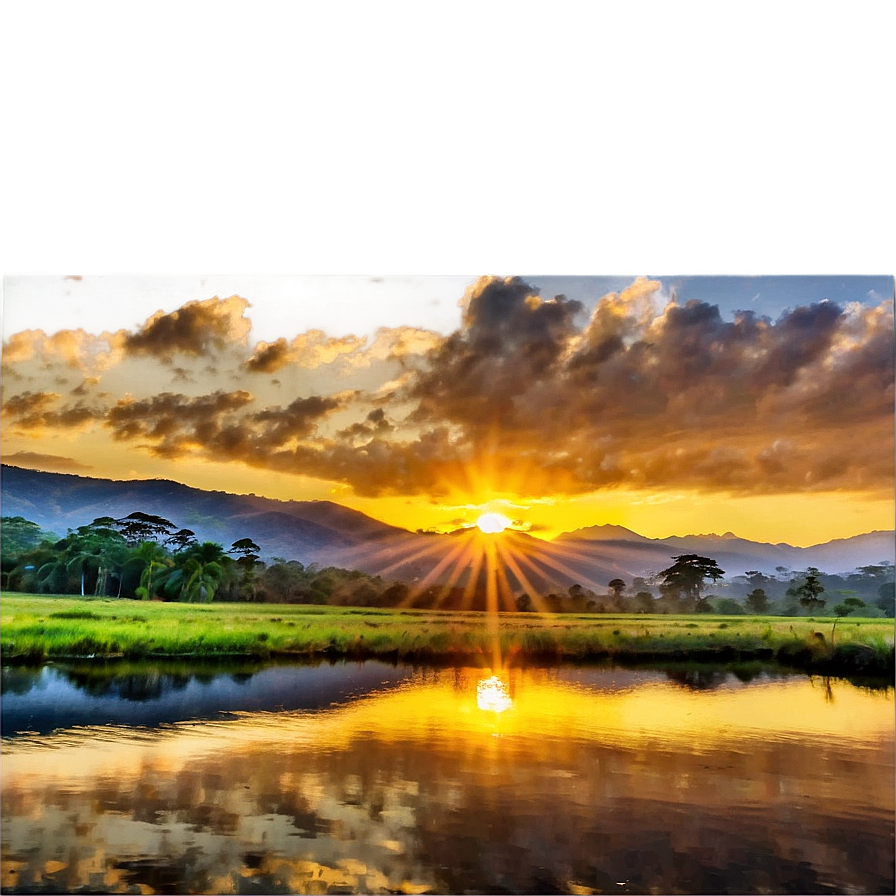 Radiant Sunrise Over Valley Png Hlk PNG