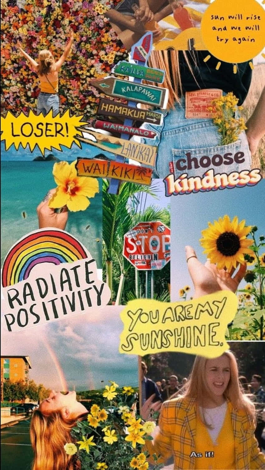 Radiate Positivity Collage Aesthetic.jpg Wallpaper