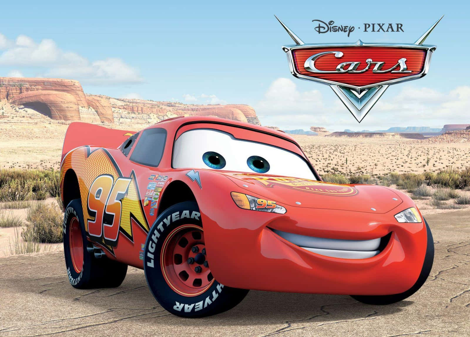 Personajede Disney Cars, Lightning Mcqueen En Radiator Springs. Fondo de pantalla