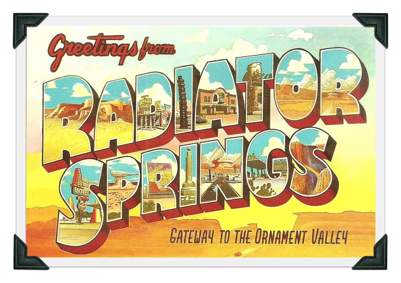Vintage Radiator Springs Hilsen Kort Digital Kunst Wallpaper