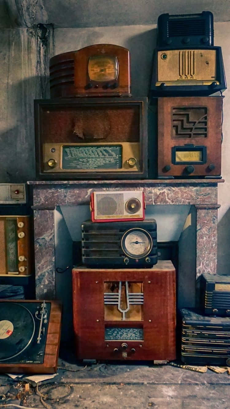 Radio Receiver Collection Vintage Aesthetic Background