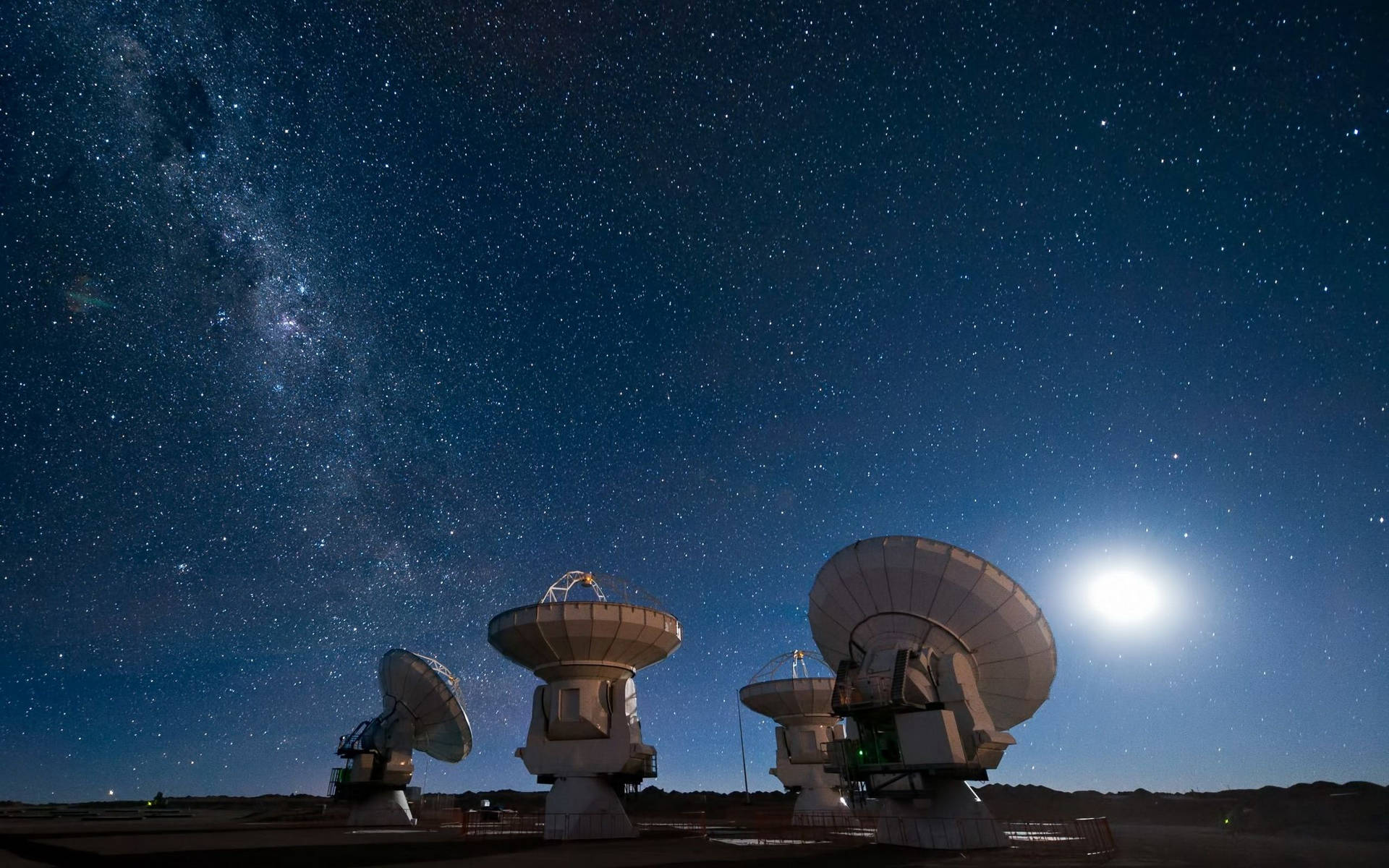 Radio Telescope Under A Starry Sky Wallpaper