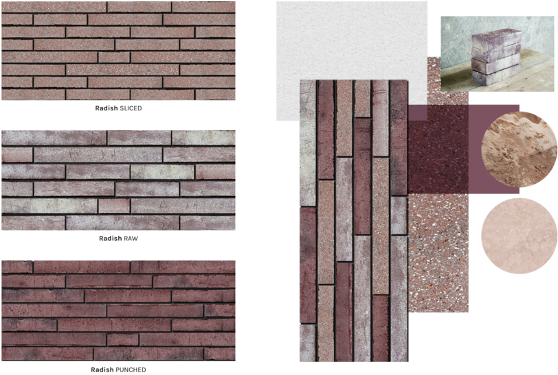 Radish Texture Brick Wall Collage PNG