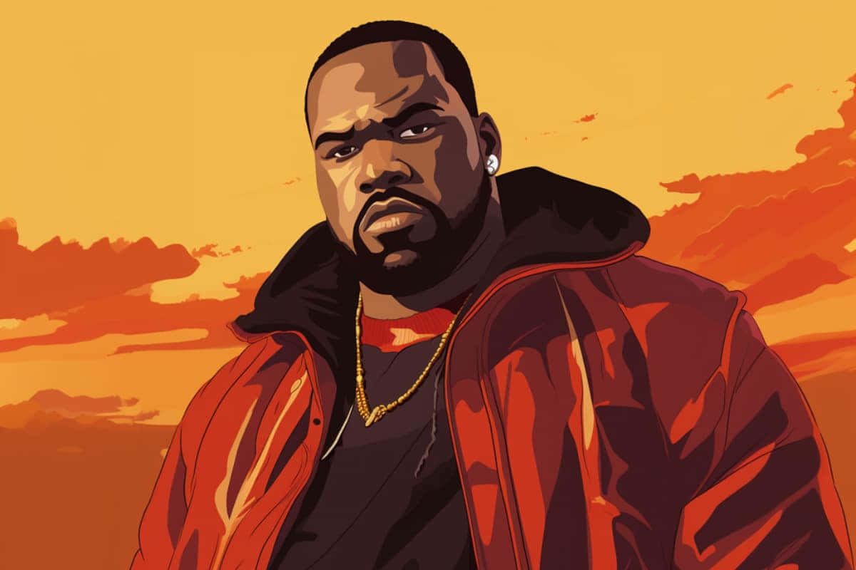 Illustration De Raekwon Au Coucher De Soleil Orange Fond d'écran