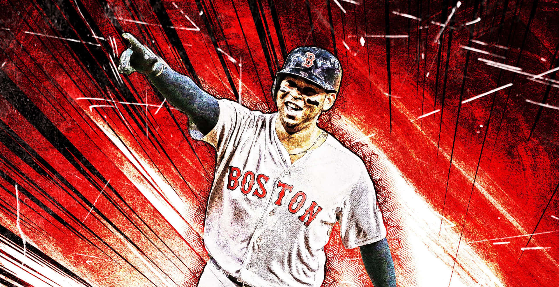 Rafael Devers Boston Red Sox Celebration Artwork Wallpaper