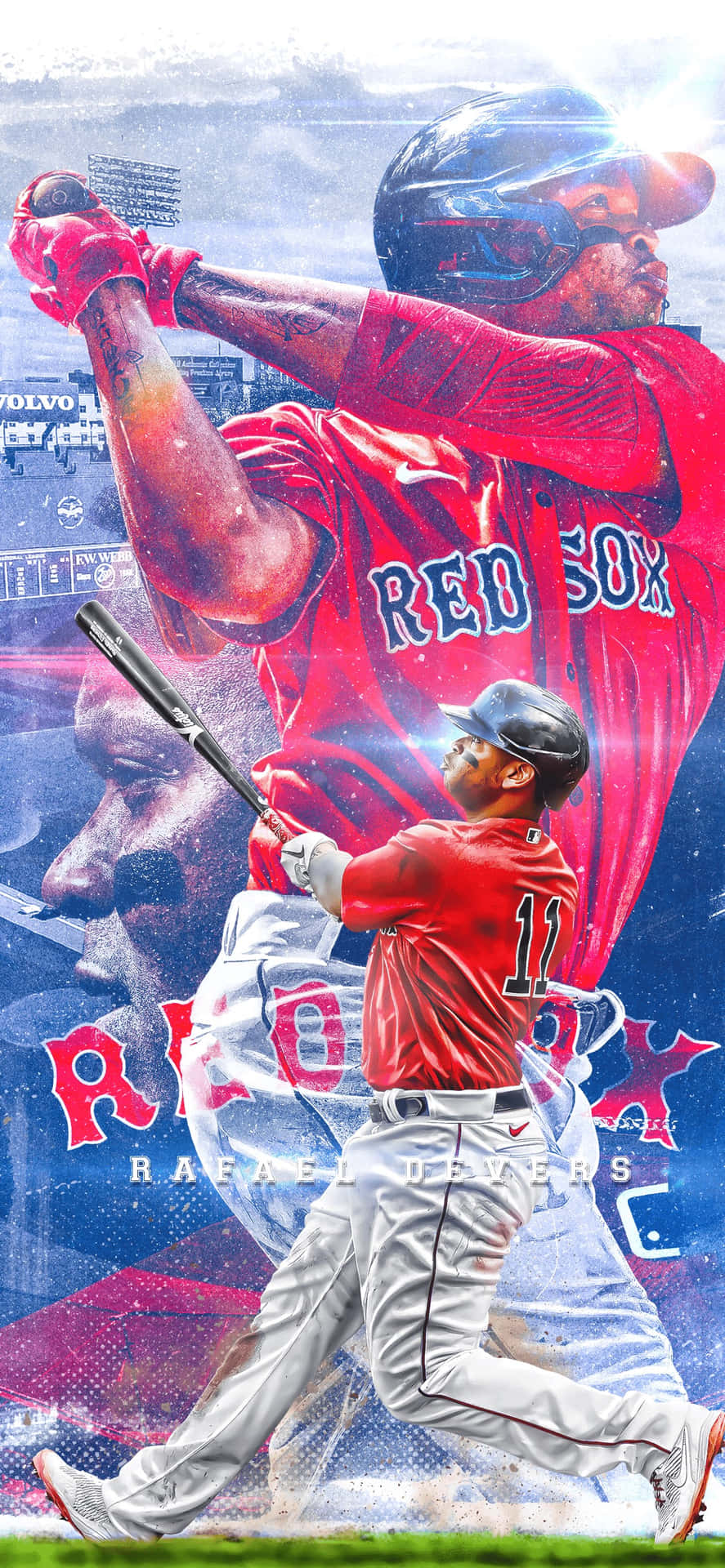 Rafael Devers Red Sox Action Artwork Wallpaper