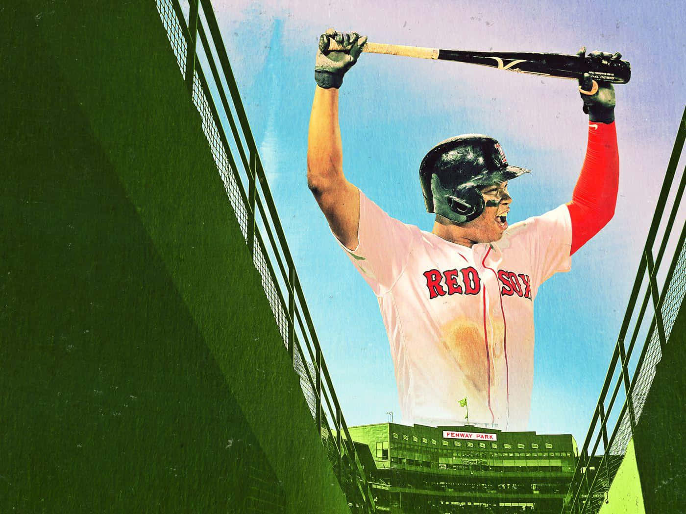 Rafael Devers Red Sox Celebration Artwork Wallpaper