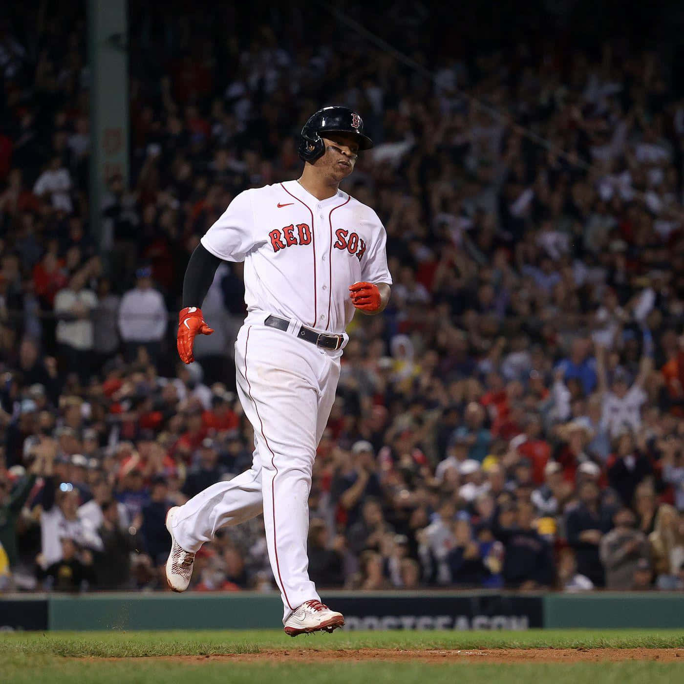 Rafael Devers Running Bases Red Sox Uniform Wallpaper