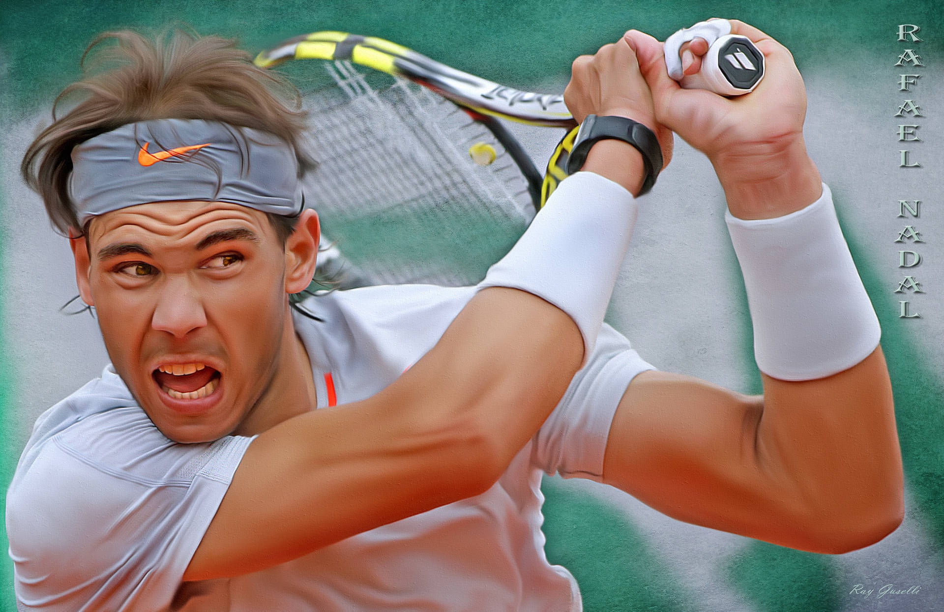 Rafael Nadal Tennis Match Poster Wallpaper