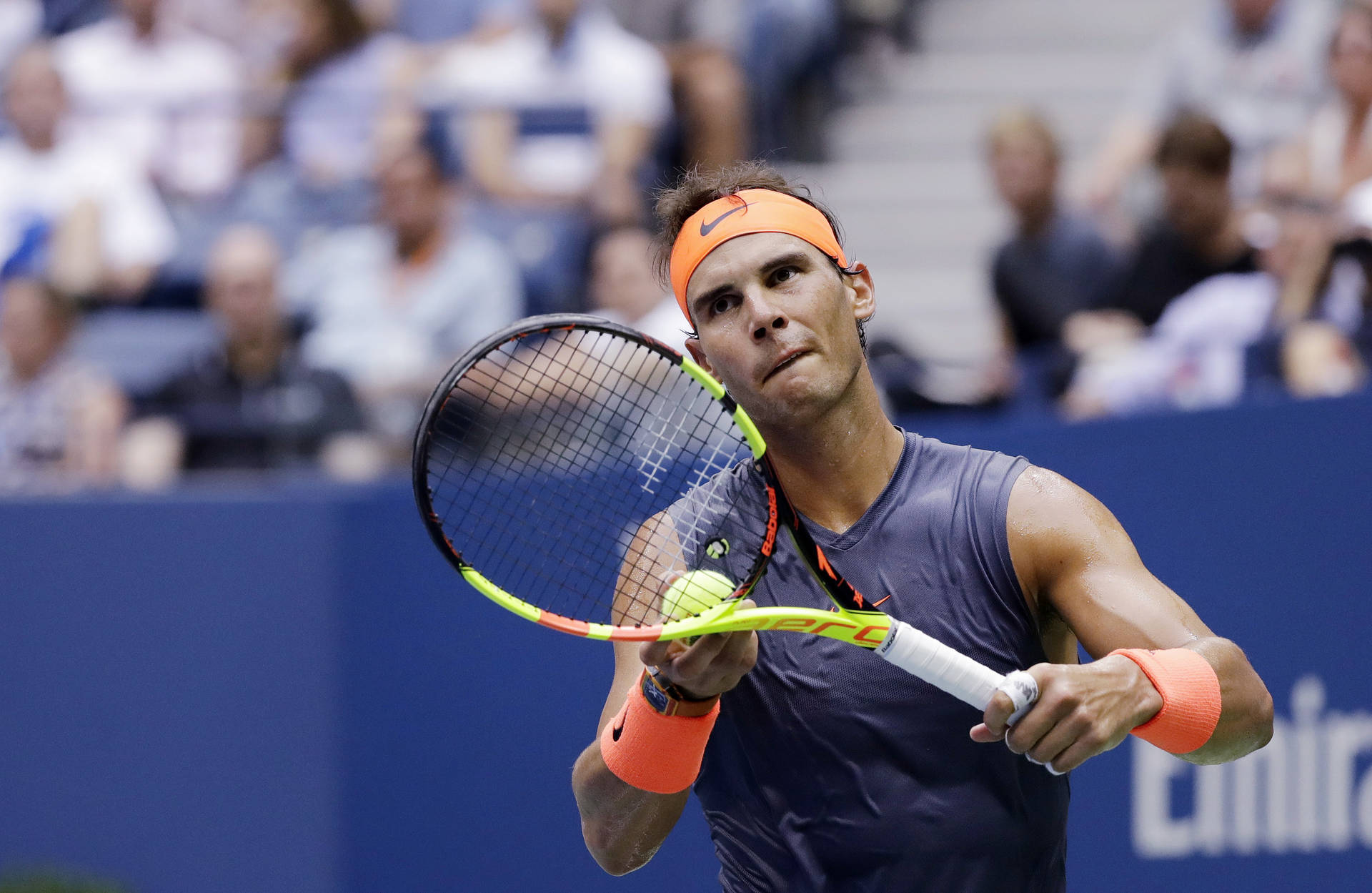 Rafael Nadal Waiting For Tennis Serve Wallpaper