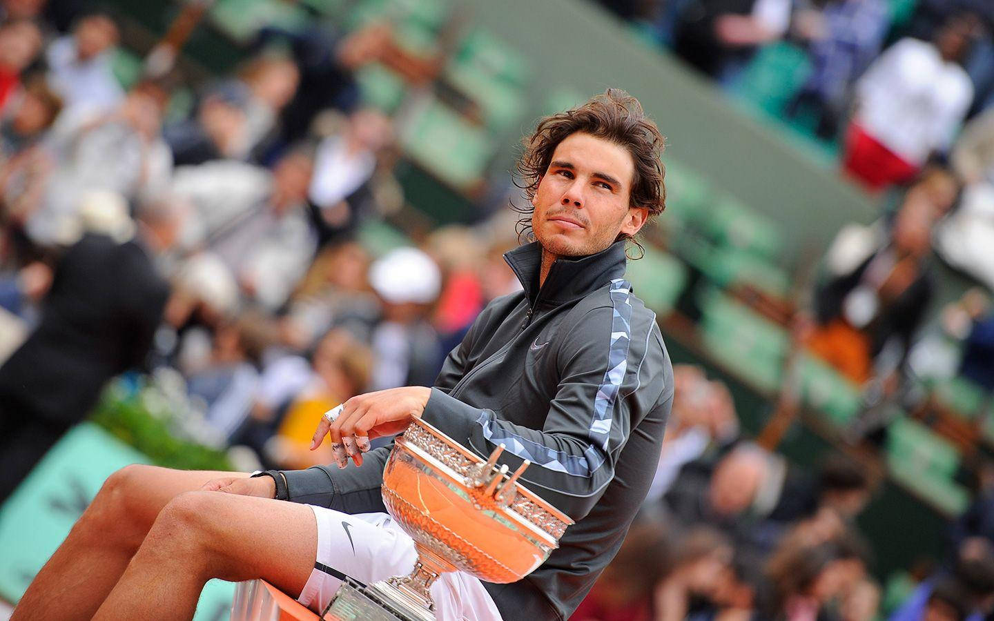 Rafael Nadal With French Open Trophy Wallpaper