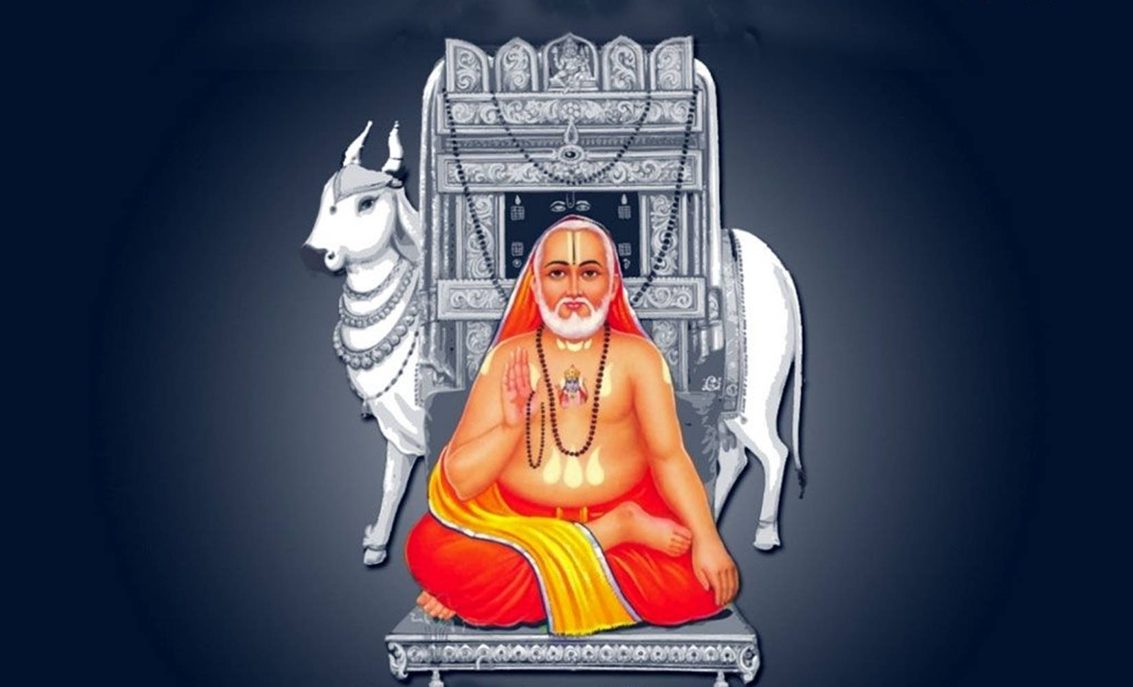 Raghavendra Monochrome Painting With Cow Wallpaper