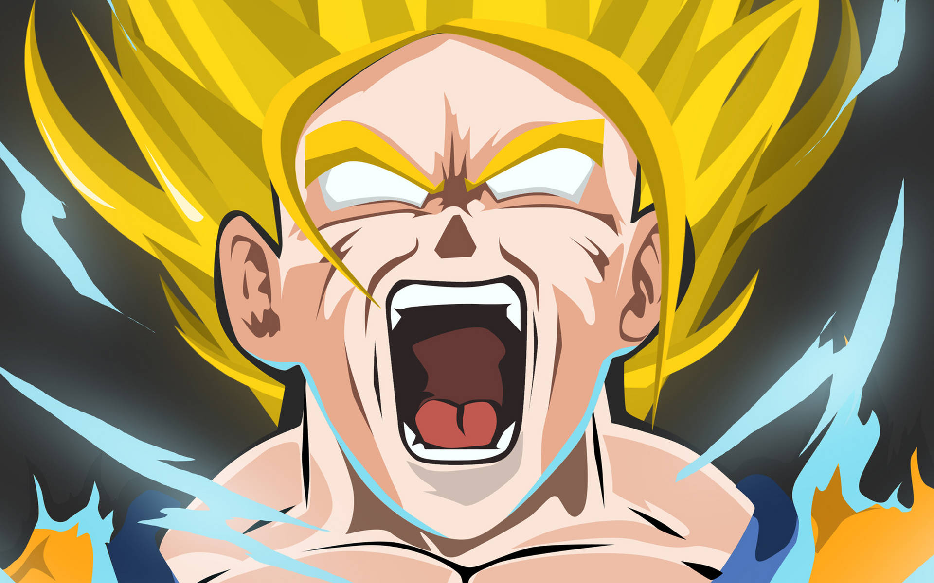 Raging Goku Super Saiyan 2 White Eyes Wallpaper