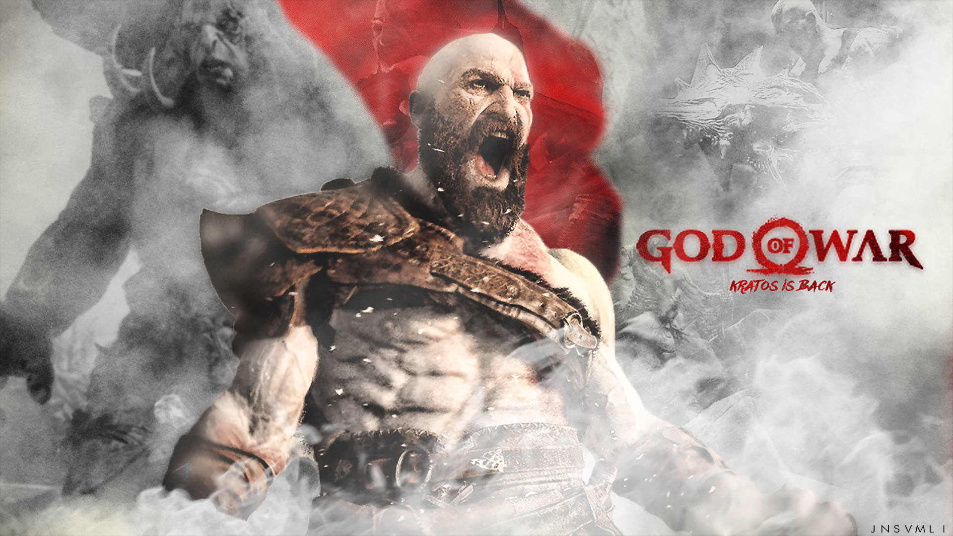 Kratos unleashing his rage in the mythical world of God Of War Wallpaper