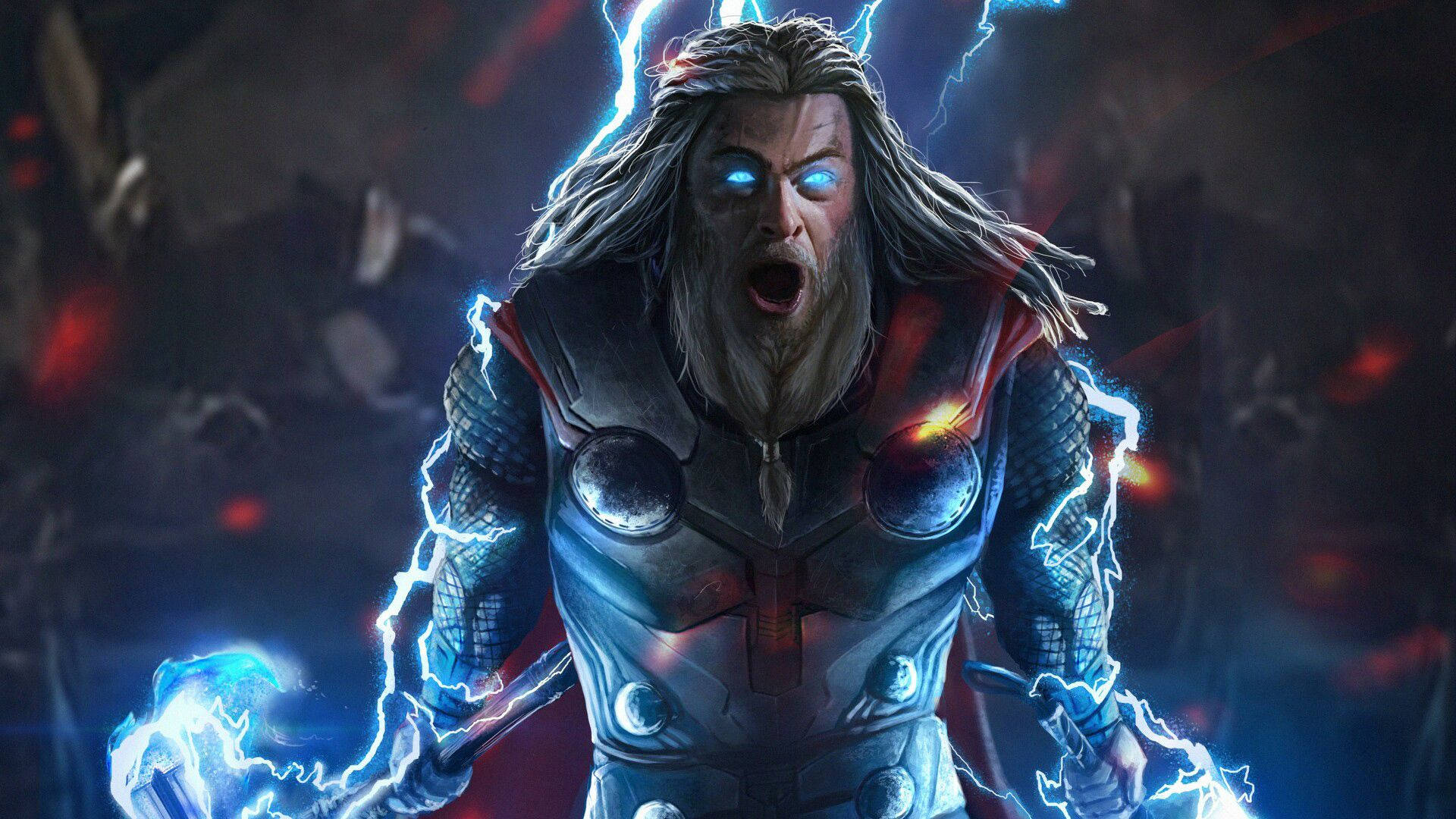 Raging Powerful Thor Stormbreaker Background