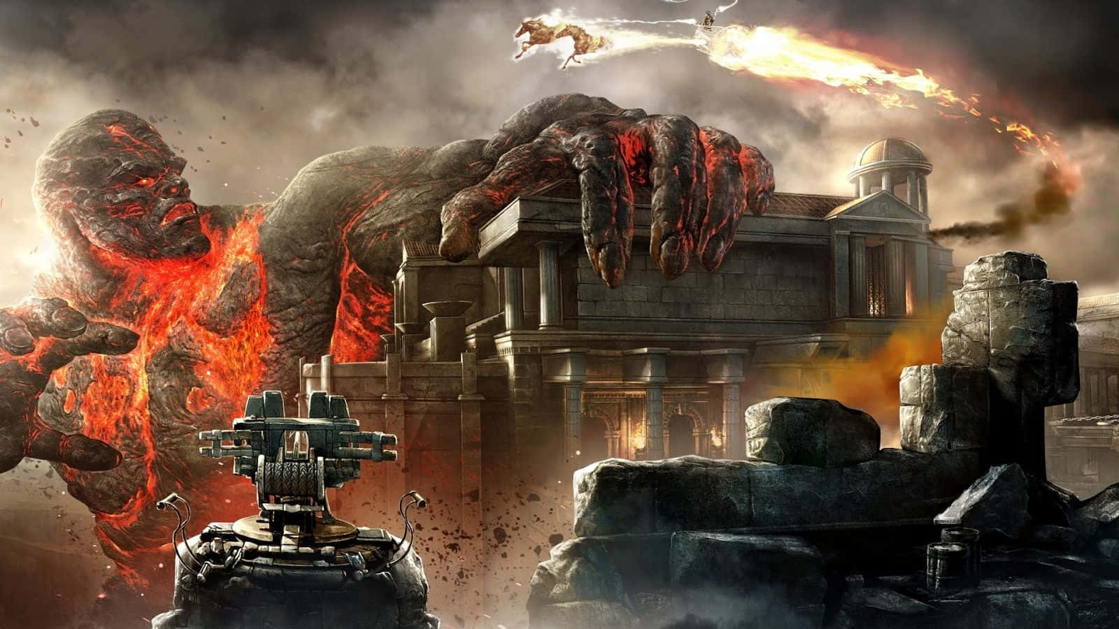 Raging_ Titan_ Attack_ Greek_ Temple Wallpaper