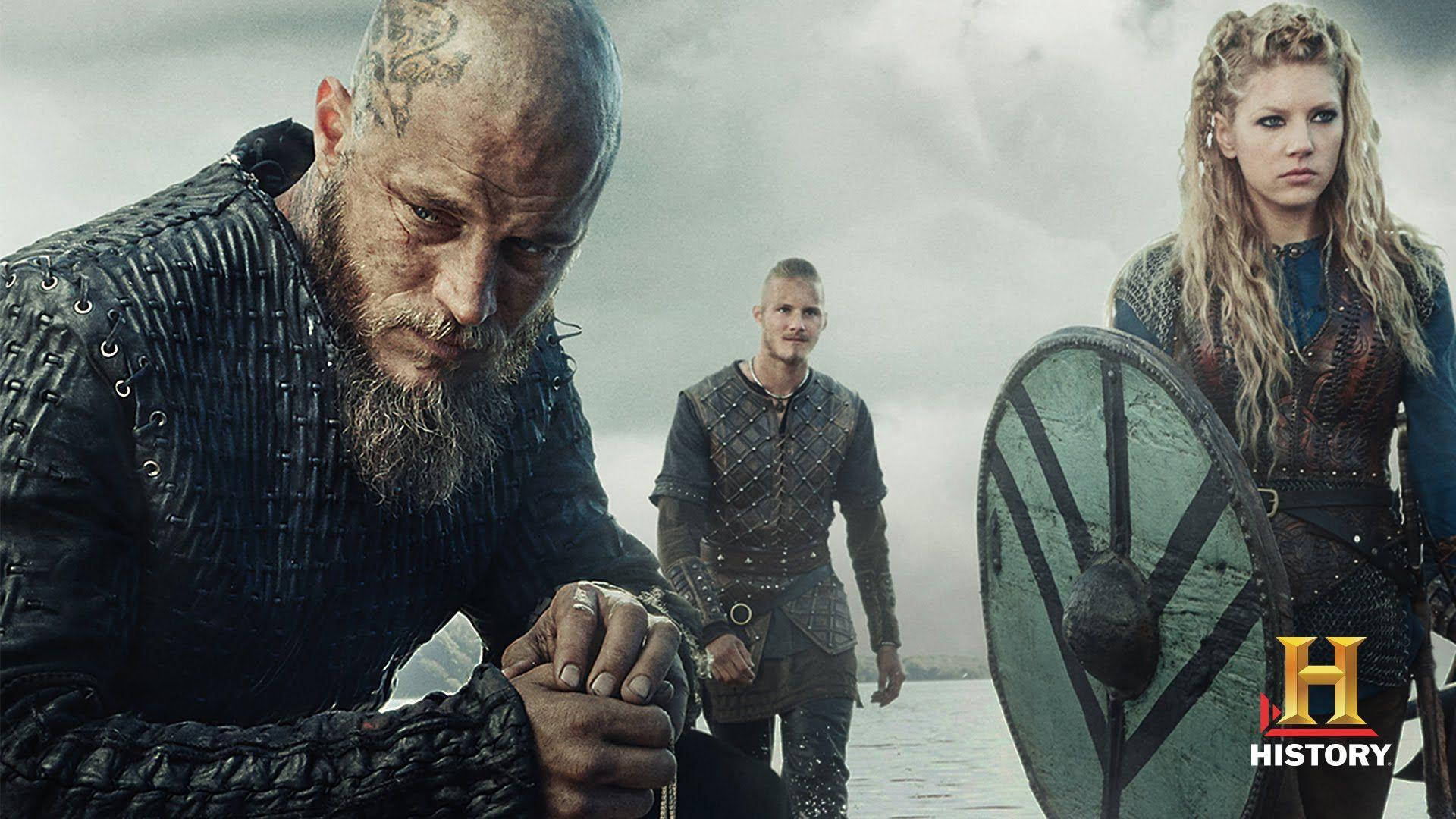 Ragnar, Björn, Och Lagertha I Vikings Wallpaper