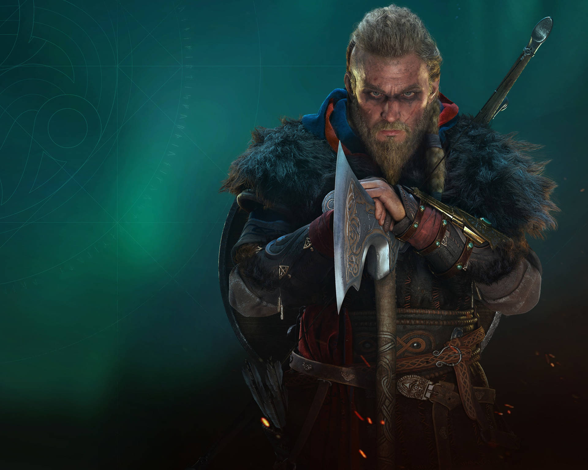 Ragnar Lothbrok 4k Pointing Sword Assassin's Creed Valhalla Wallpaper