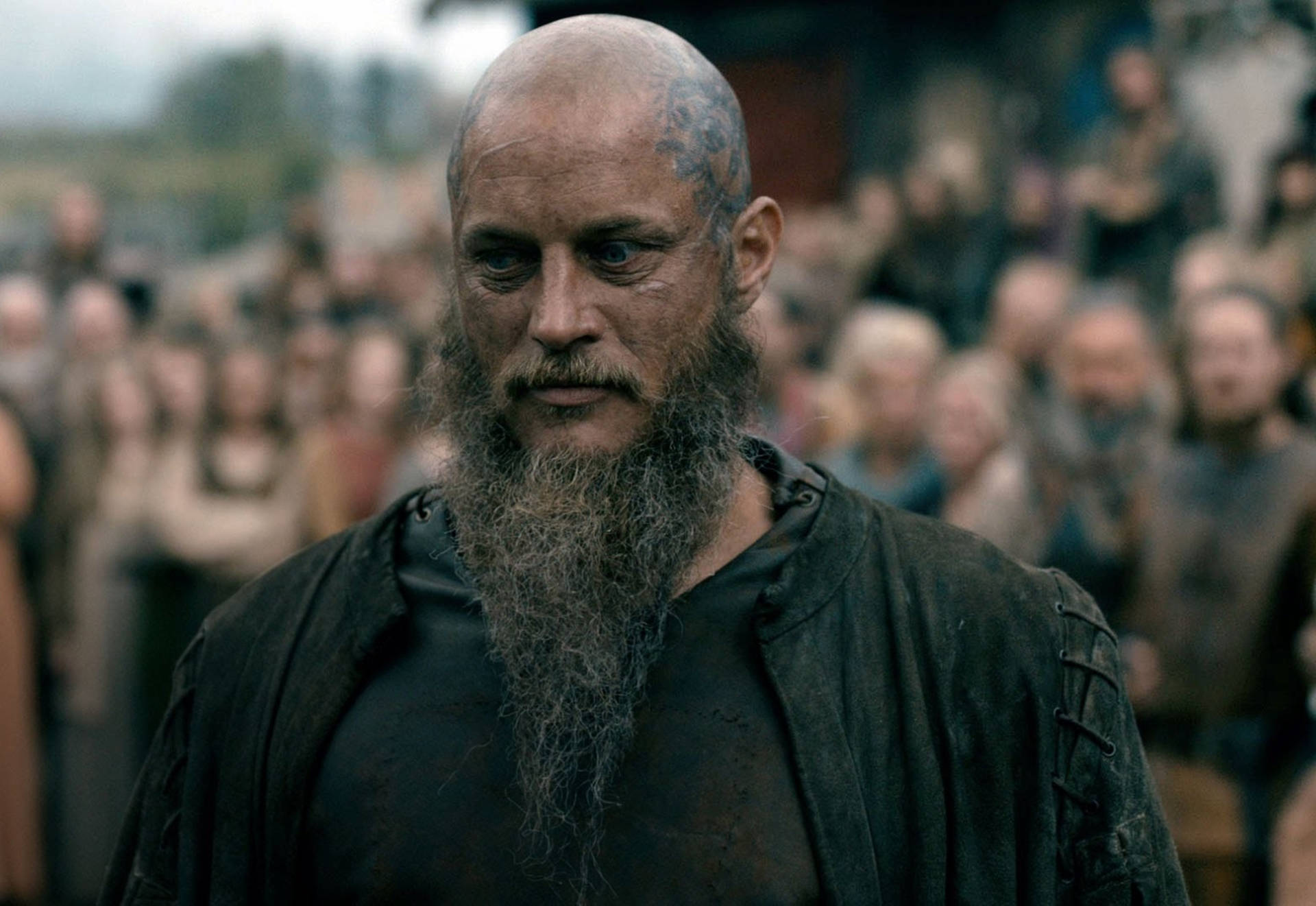 Ragnar Lothbrok 4K Vikings Tattooed Head Wallpaper