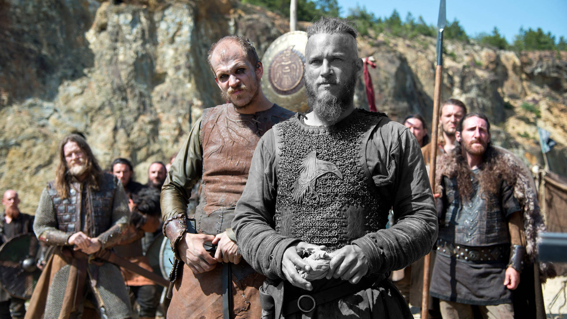 Ragnar Lothbrok 4K Vikings With Warriors Wallpaper