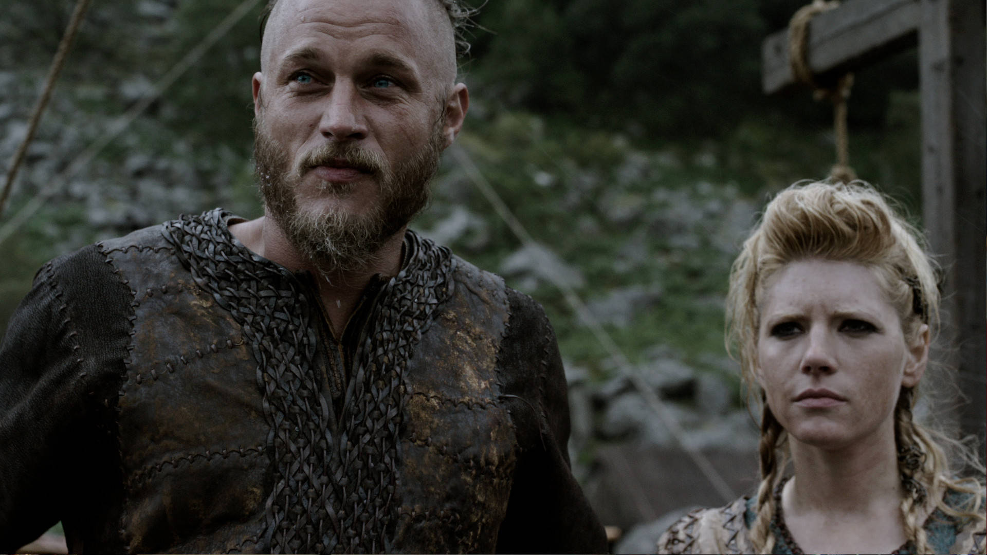 Ragnar og Lagertha fra Vikings tapet Wallpaper