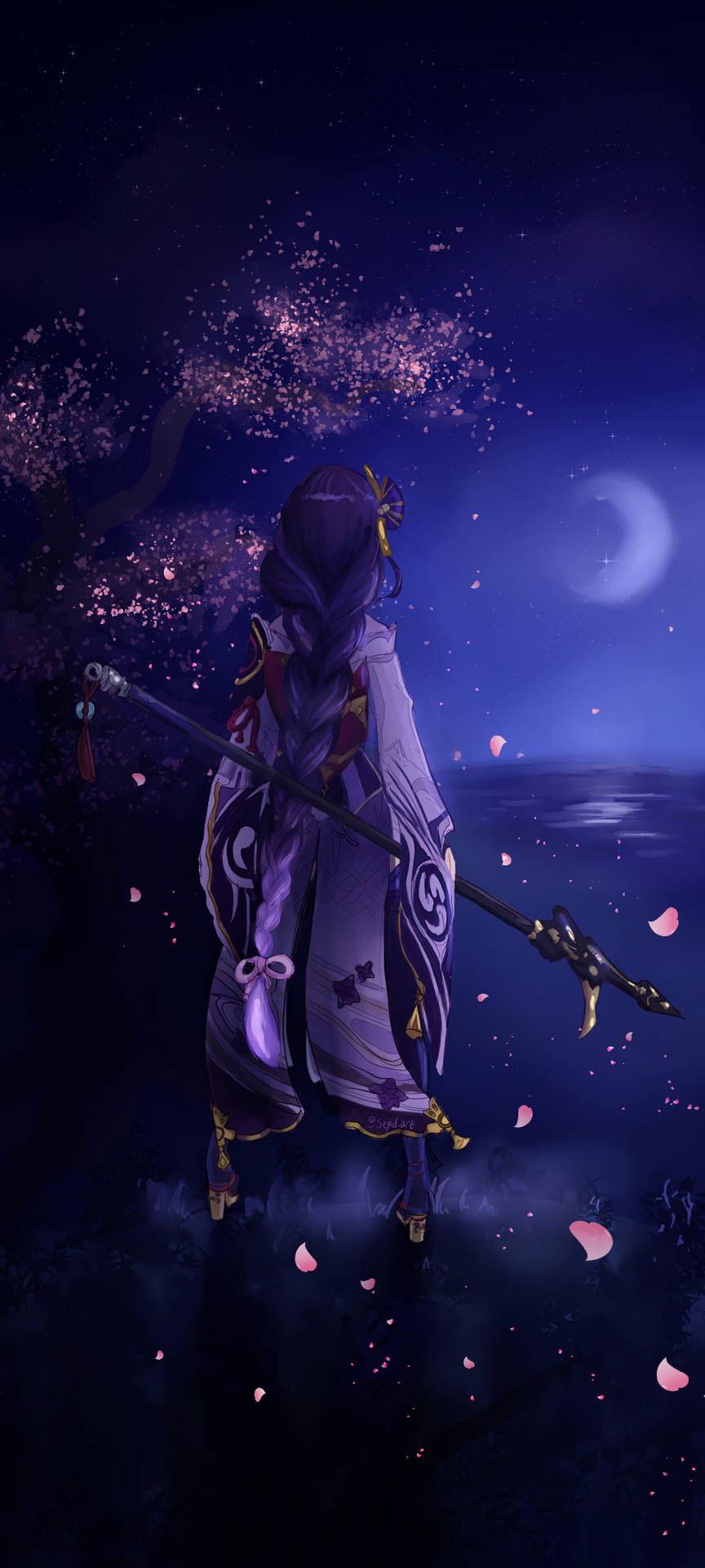 Raiden Shogun Starry Night Wallpaper