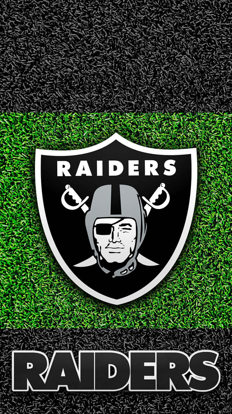 Raiders Football Team Logoon Grass Background Wallpaper