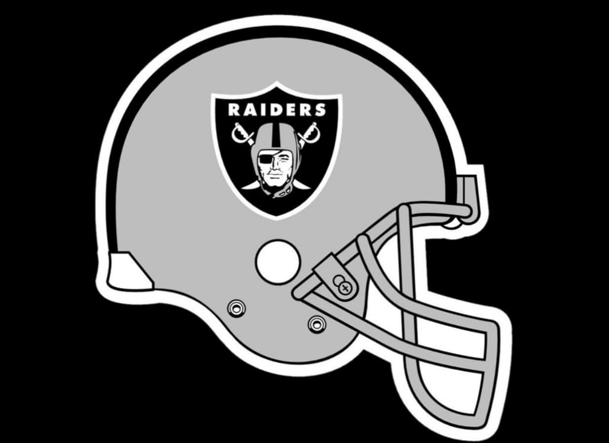 Intimidating Silver and Black Raiders Logo Wallpaper