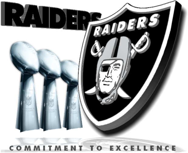 Raiders Logoand Super Bowl Trophies PNG