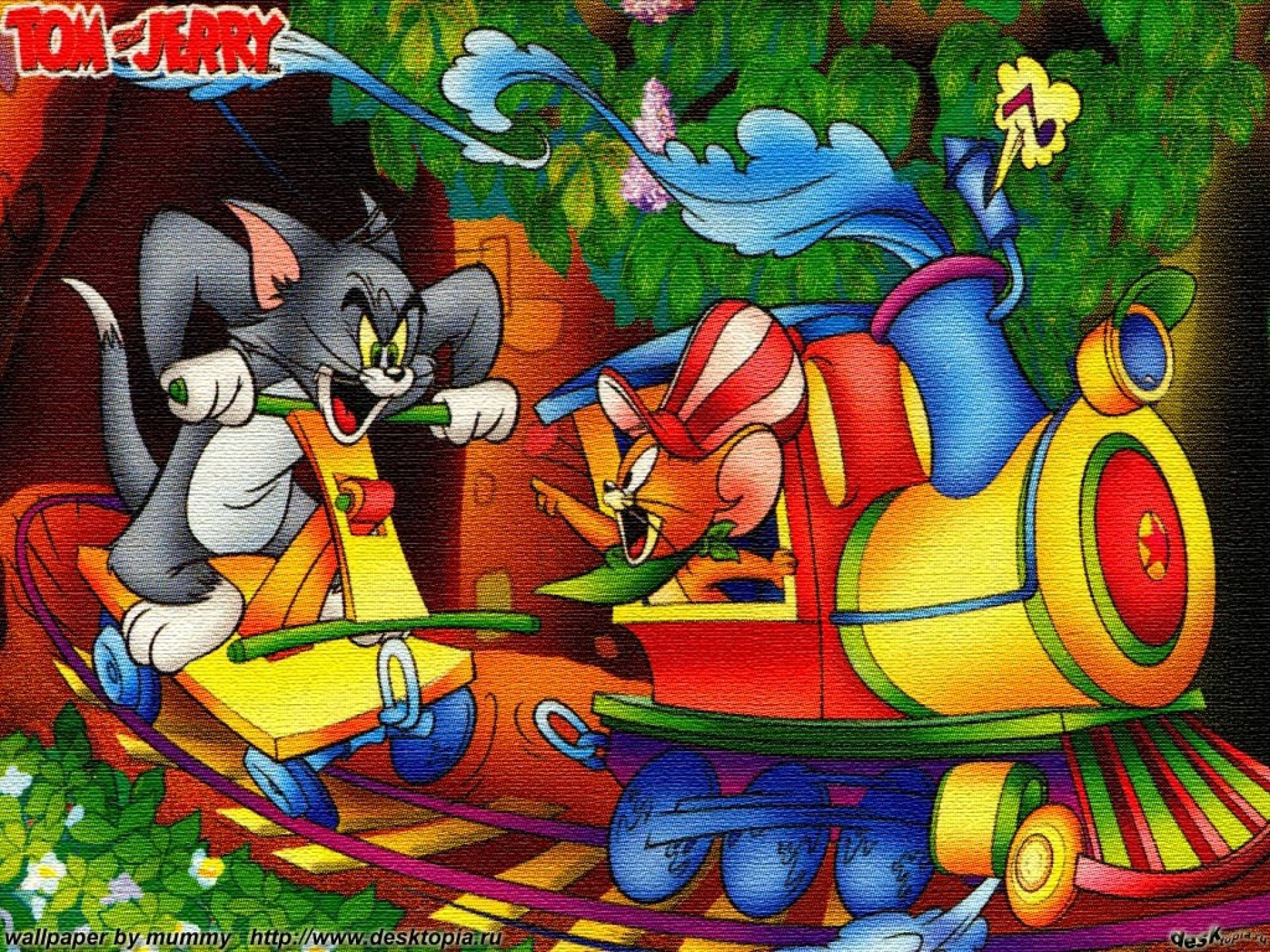 Jernbane Tom og Jerry iPhone 5 Tapet Wallpaper