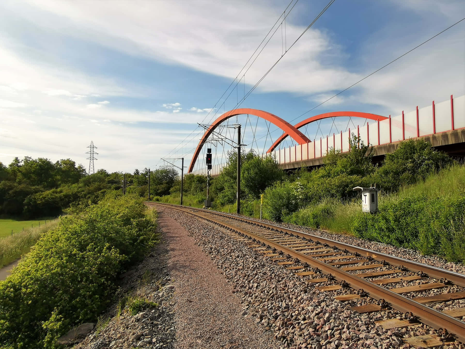 Railway Trackand Arched Bridgein Schifflange Wallpaper