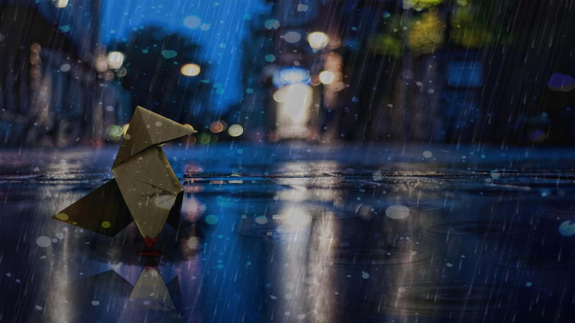 Origami Drenched In Rain 4k Wallpaper