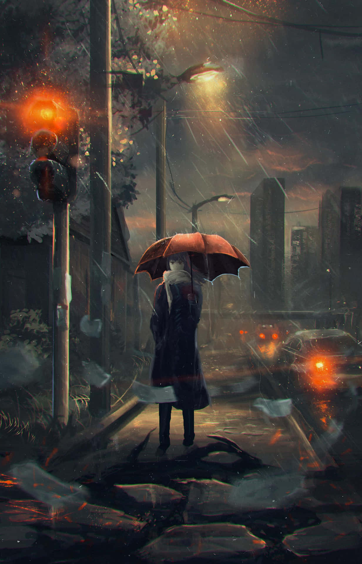 Føl spændingen ved at falde i kærlighed med animeregnen. Wallpaper