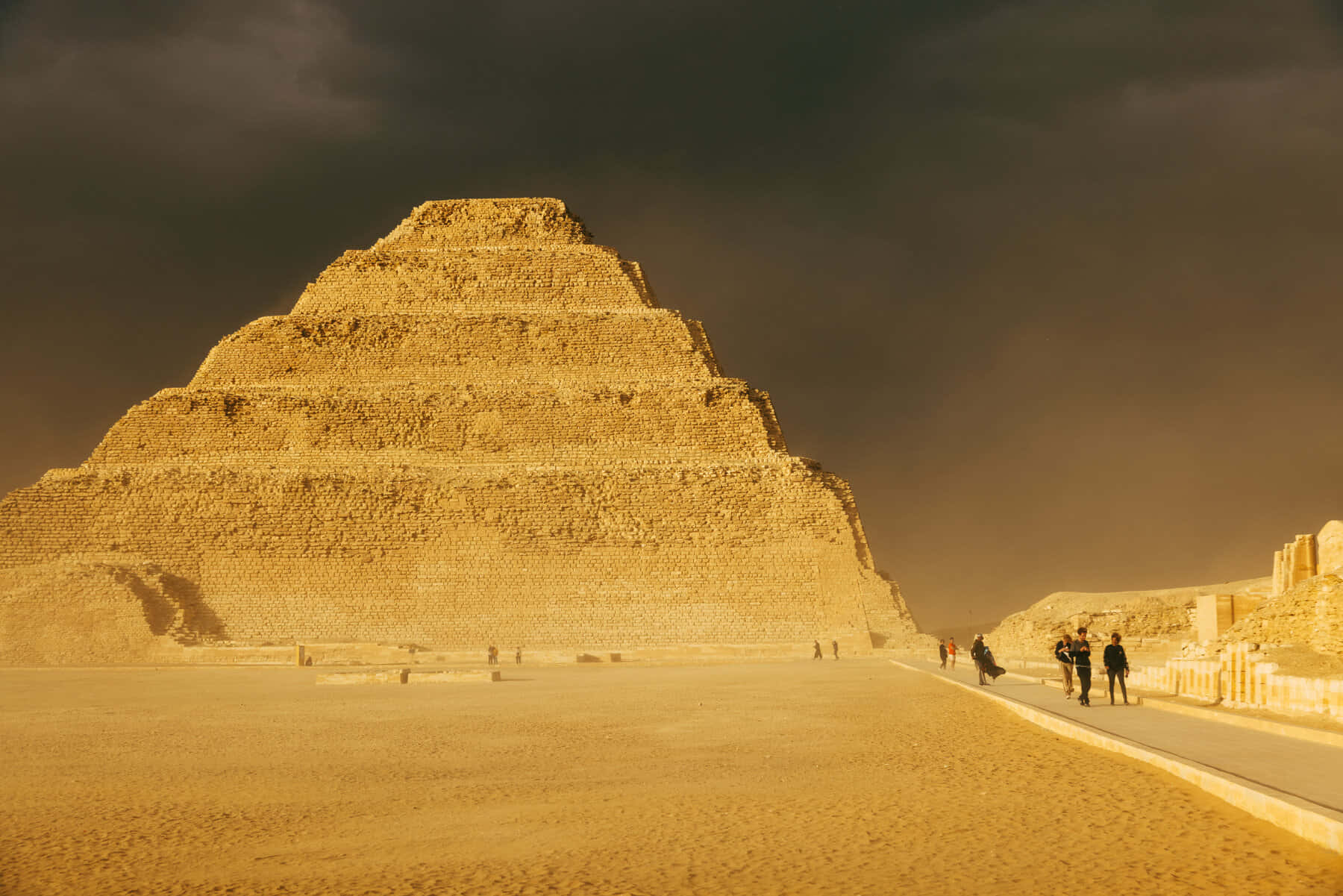Rain Clouds Over Saqqara Pyramid Wallpaper