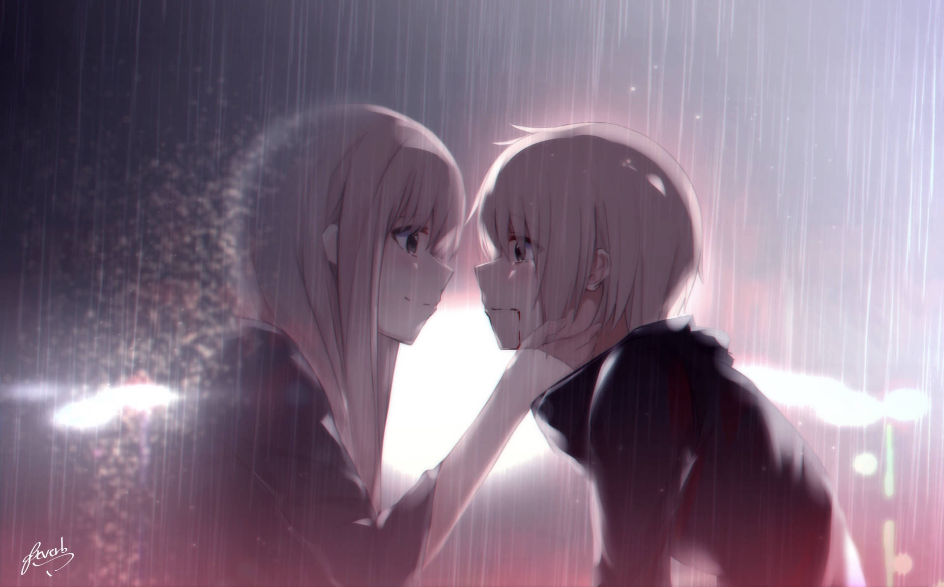 Rain Couple Anime Wallpaper