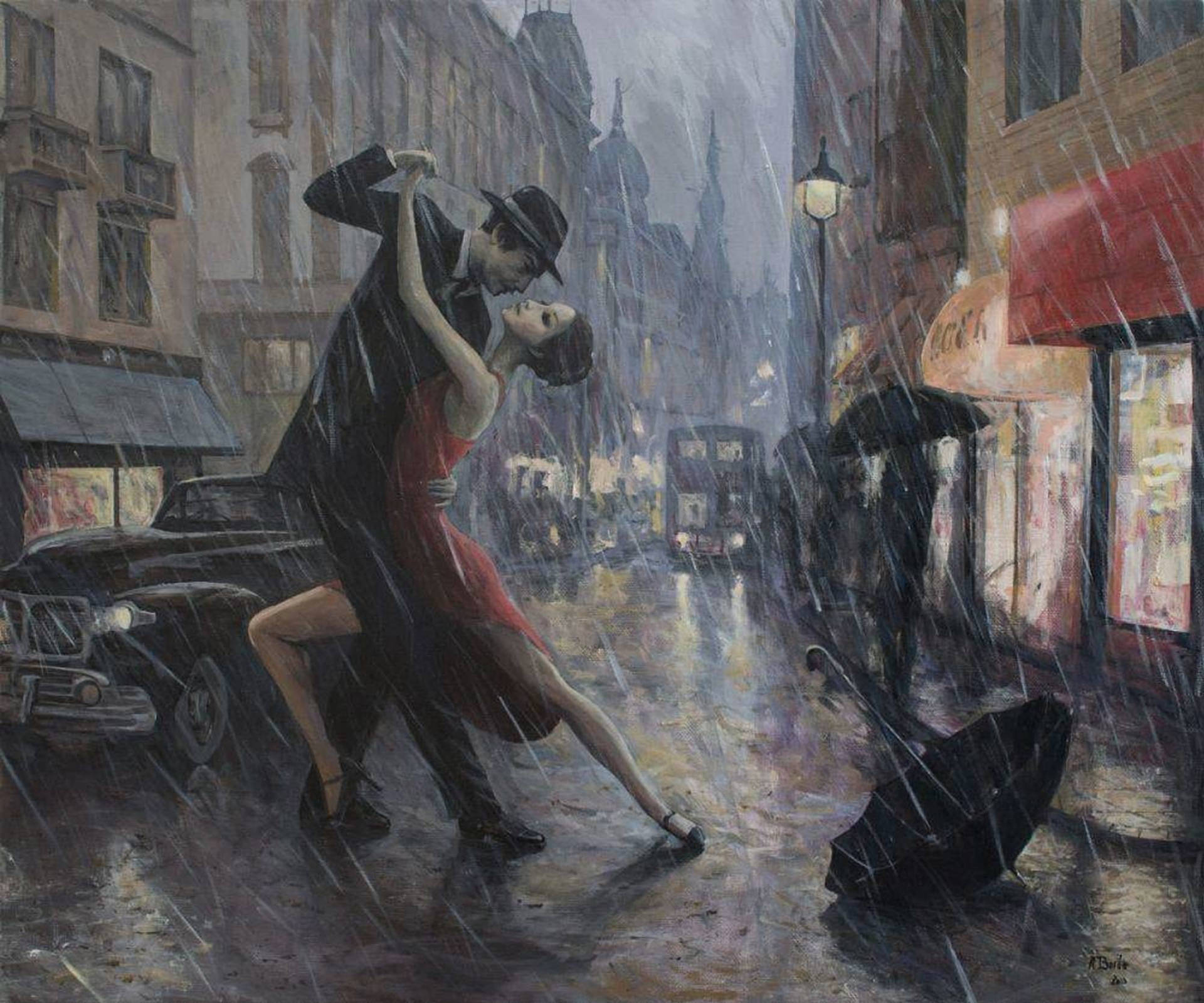 Regenpaar Tango Wallpaper