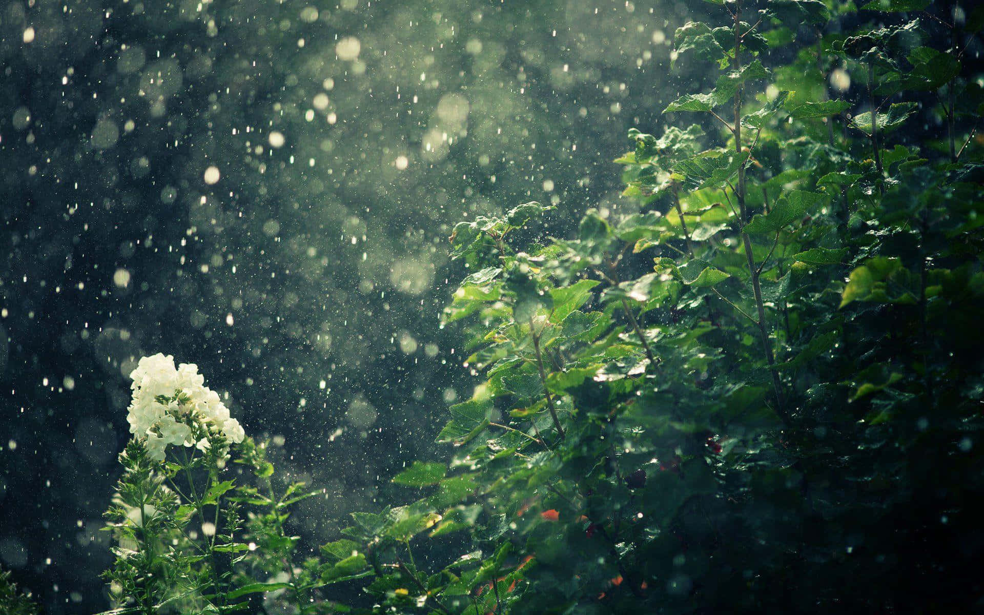 A White Flower In The Rain Wallpaper