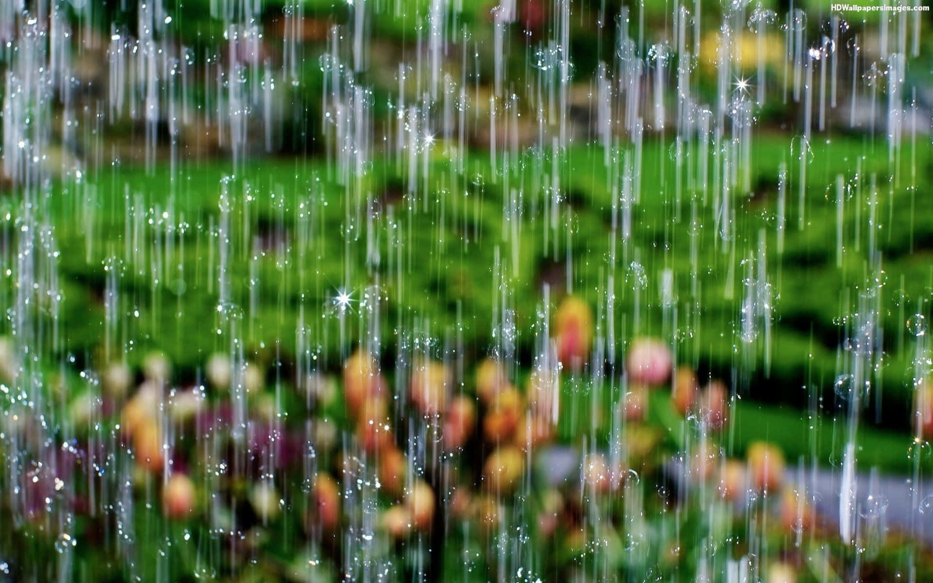 Splashes of Rain on a Desktop Wallpaper