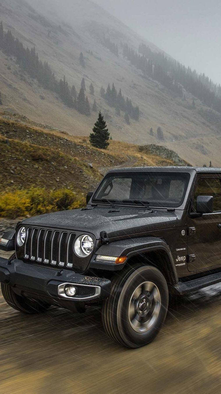 Rain-soaked Black Jeep Background