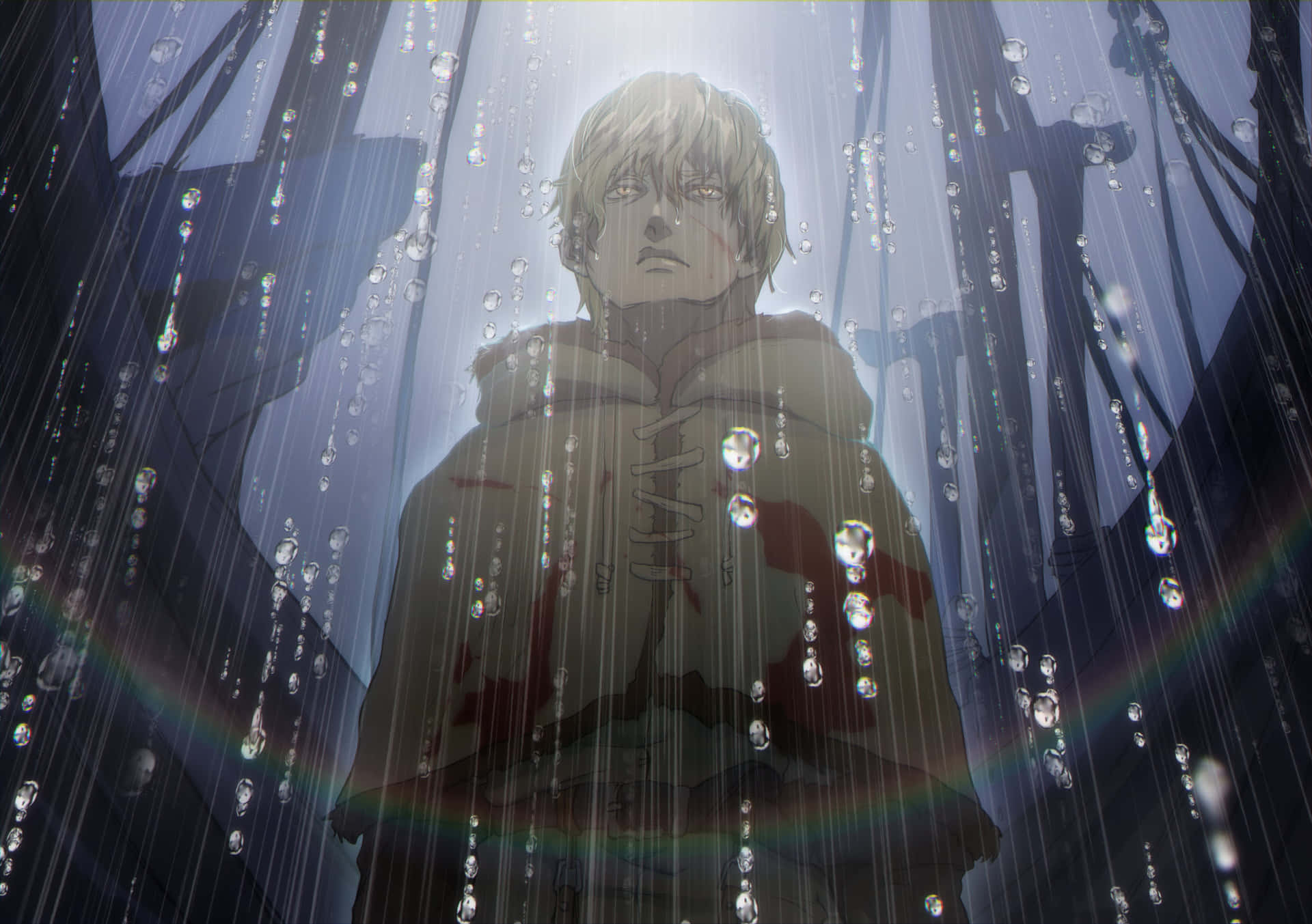 Rain Soaked Warrior Anime Scene Wallpaper